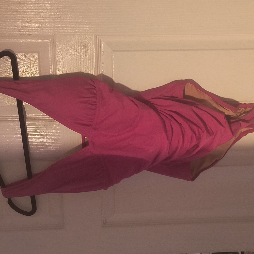 NWT J. Crew Ruched V Neck One Piece Swimsuit Size 10 Fuchsia Pink BC116 Swim